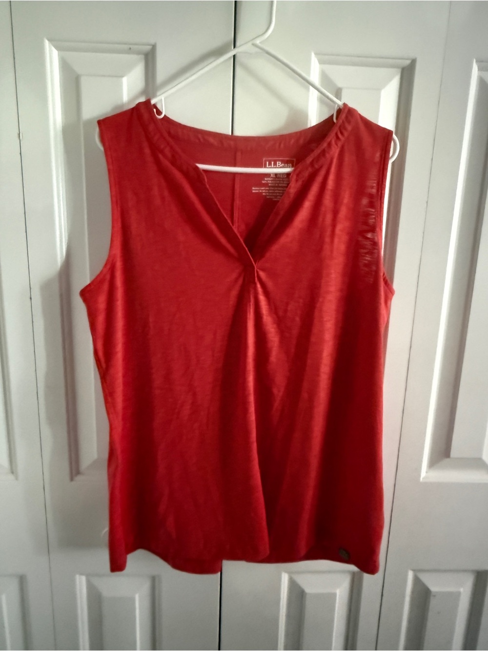 L.L. Bean Orange Sleeveless V-Neck Women's Top
